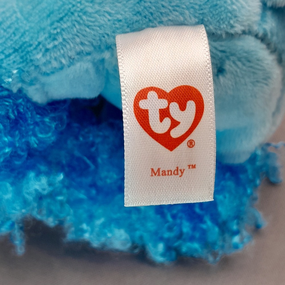 Ty Beanie Boos Mandy Blue Poodle Plush Stuffed Animal Glitter Eyes 6 inch NWT - Picture 8 of 8